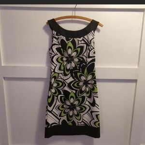 dressbarn Black and Green Floral Mini Dress